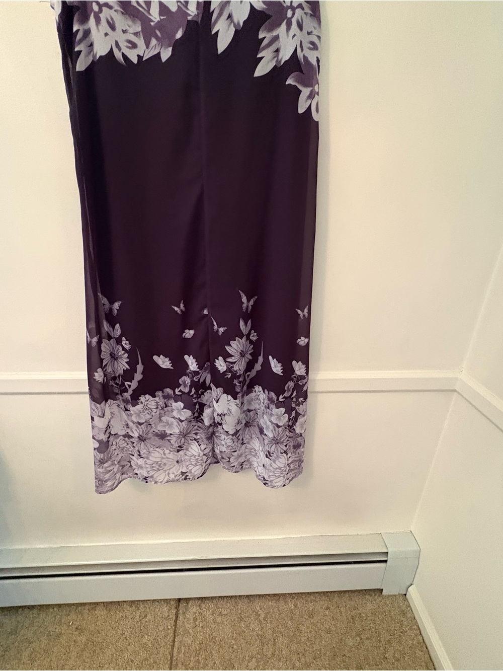 Tendency Women’s Sleeveless Black Maxi Dress Lined W Gray & White Flowers SZ M - Picture 7 of 7